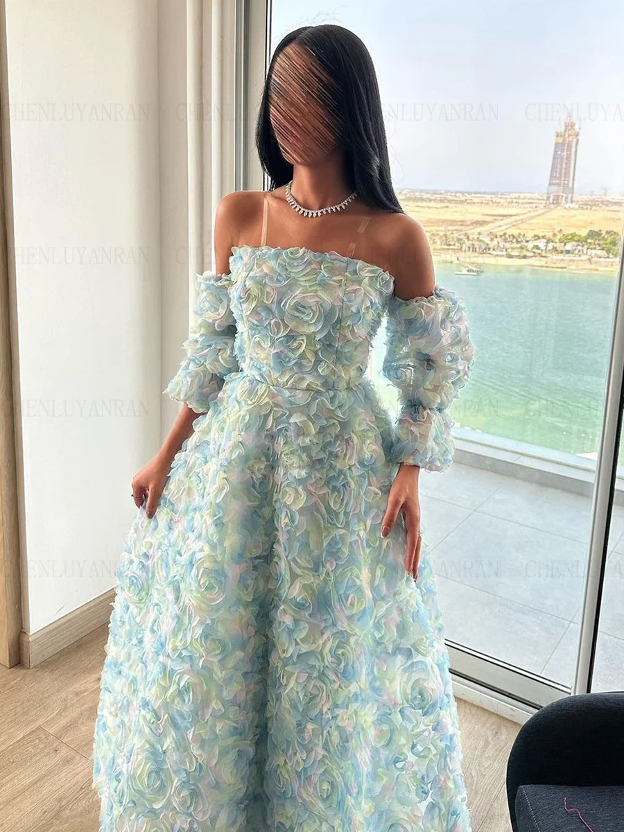 Sky Blue Lace Formal Occasion Dresses 2023 Fashion A-line Ball Gowns Lace Up Long Luxury Evening Party Gowns فساتين الحفلات