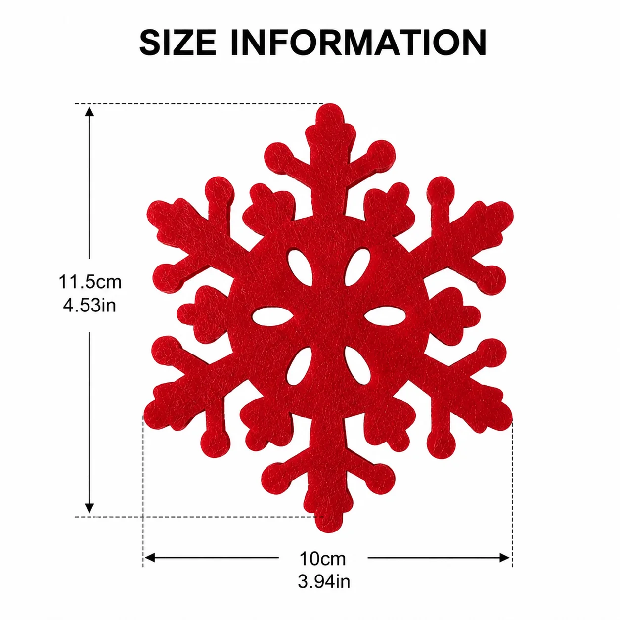12Pcs Felt Snowflake Cup Coaster Red Snow Flake Table Mat for Christmas Holiday Party Decor