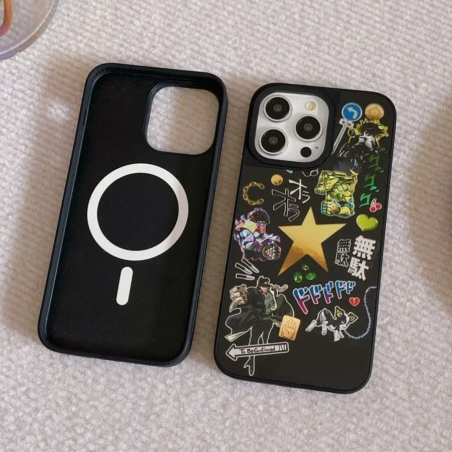 Anime Plaid Magnetic Phone Case Cover for IPhone 12 13 14 15 16 Pro Max Case for IPhone 16 Pro Max