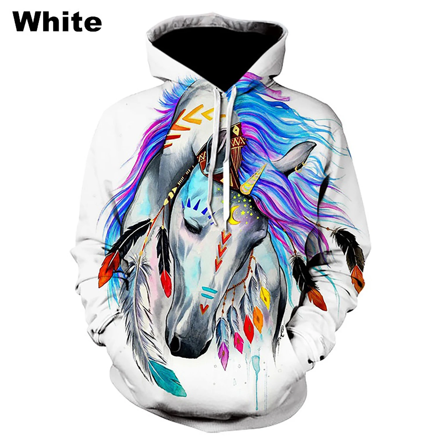 New Cartoon Hoodie Horse Animal 3D Sweater Men Women Boys Girls Kids Child Casual Sweater Street Hoodie Funny Sweater Plus Size