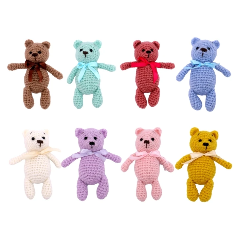 

Newborn Photography Props Knitted Crochet Bear Doll Baby Photo Shooting Props Lovely animal Sleep Doll Children Room Decorations