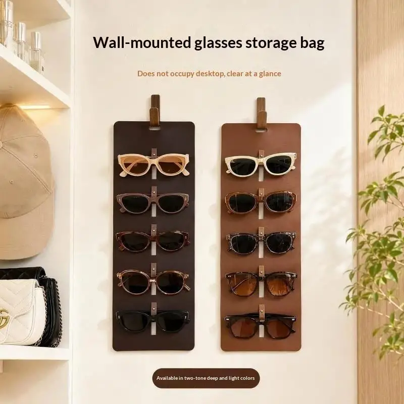 Leather Sunglasses Storage Organizer Multi Slot Eyeglasses Display Rack Hanging Eyewear Holder Home Entryway Accessory Stand