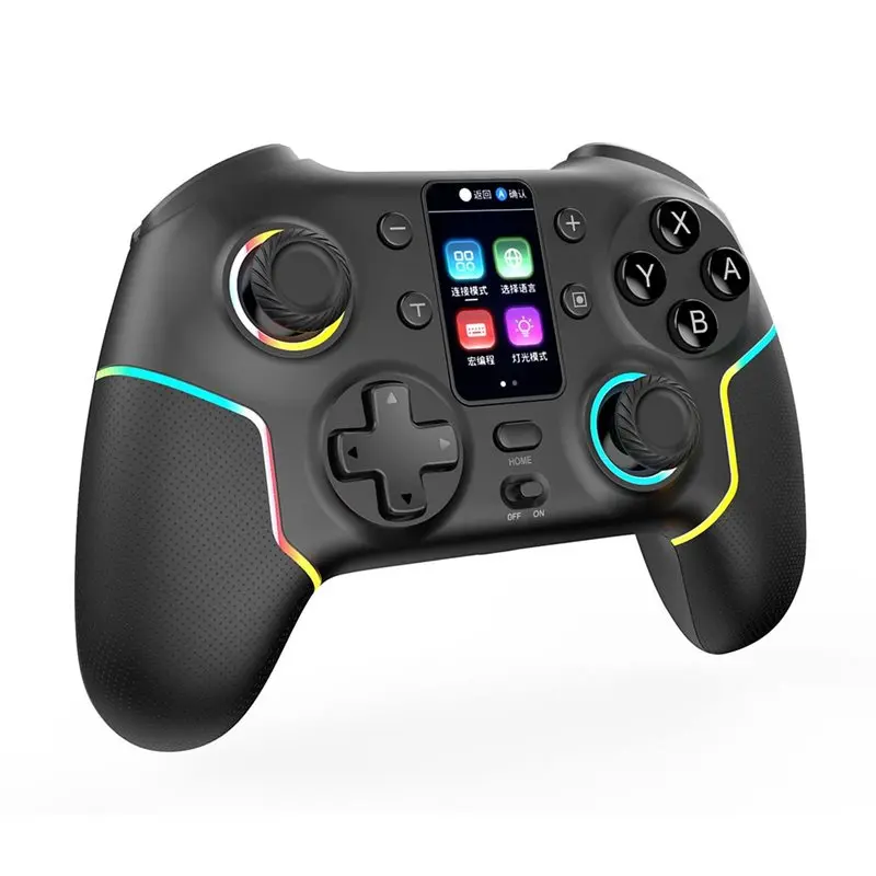 AT82-STK-7052 Wireless Bluetooth Game Controller For Switch Android IOS PC With Screen Six-Axis Vibration RGB Lighting A