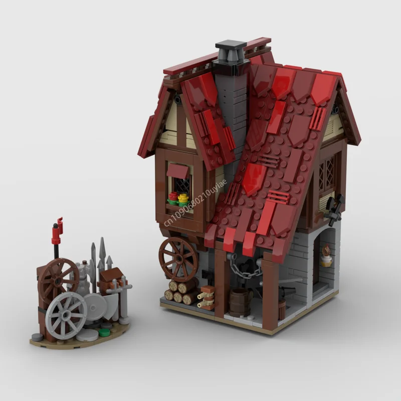 824 stücke Moc Medieval Dorf Schmied Shop Modulare Architektur Burg Häuser Bausteine Montage Ziegel Spielzeug Kind DIY Geschenk