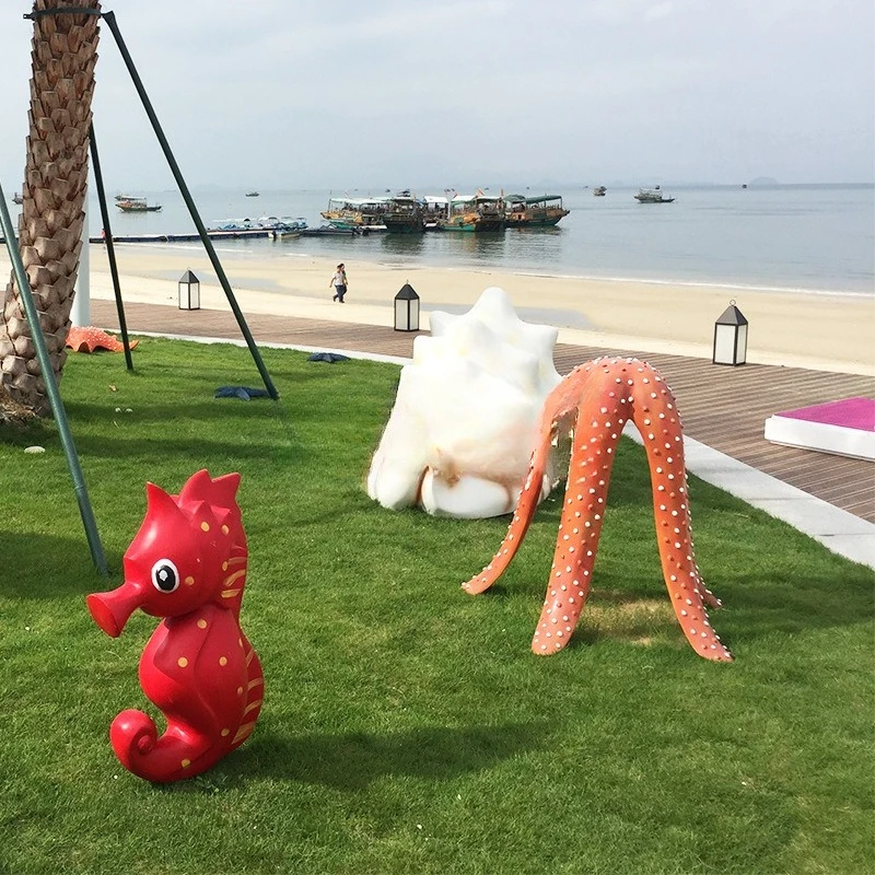 Ocean series lawn outdoor fiberglass conch shell jellyfish sculpture garden landscape decoration written