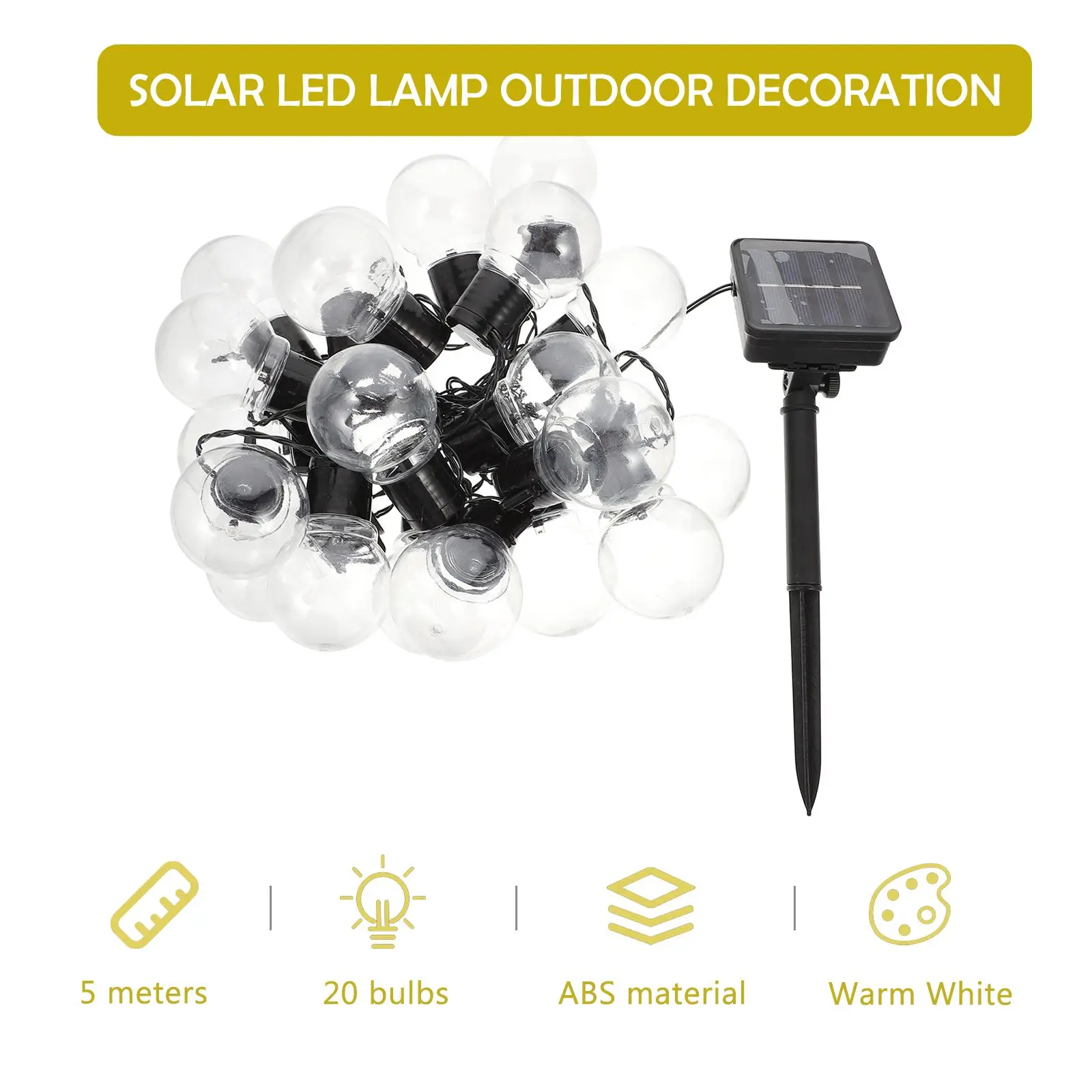 Solar String Lights Yard Decor Water Proof Outdoor Adornment Garden Lamp Abs Scene