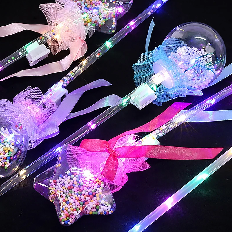 1Pc Kids Colorful Glowing Sticks Flashing Heart Star Butterfly Girls Princess Fairy Wands Role Play Show Cosplay Party Favor