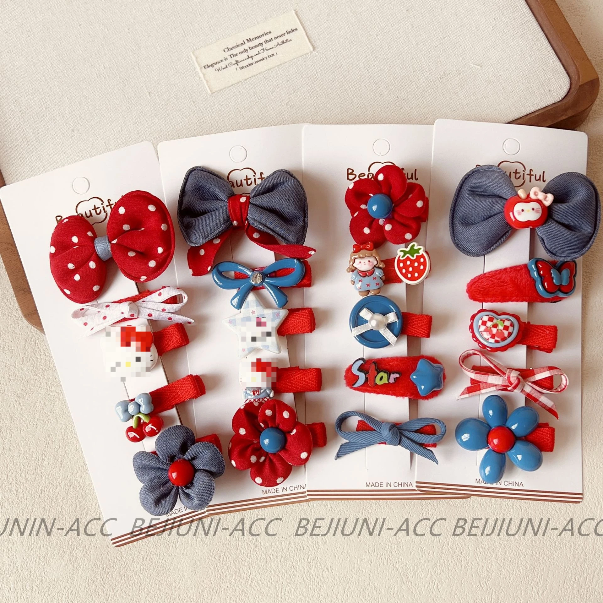 

Children's suit Fabric bow hairpin Cute girl cartoon character flower hairpin headdress