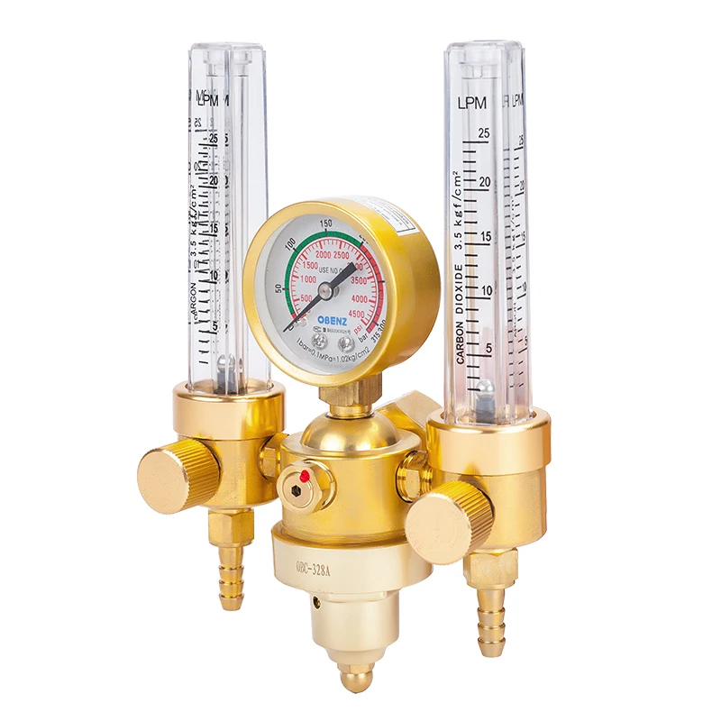 

Copper Argon Meter Double Flow Tube Reading Arc Welding Machine Barometer Safety Valve Pressure Gauge