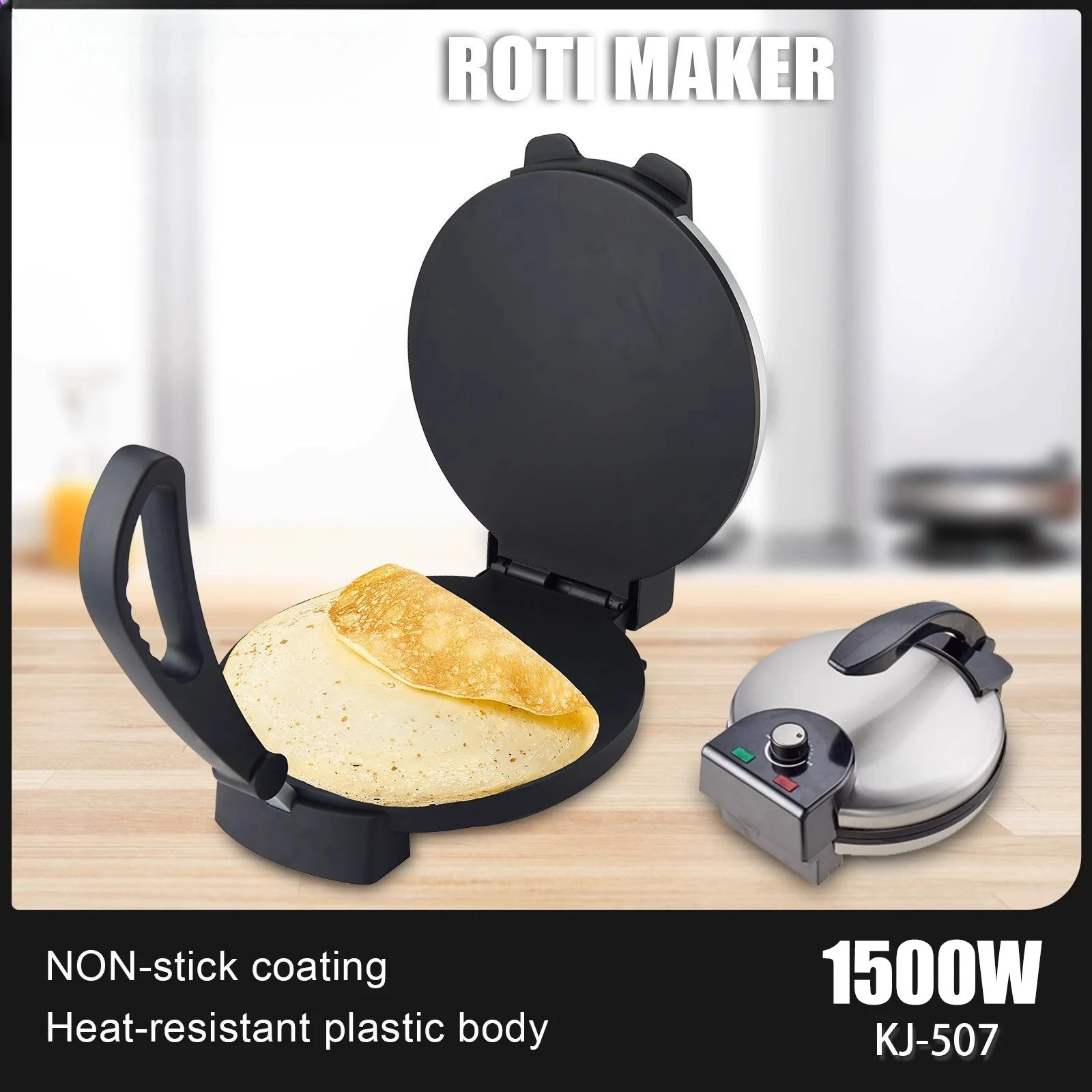 Fabricante de crepe elétrico 507 - grelha de panqueca estilo europeu com aquecimento automático para uso doméstico