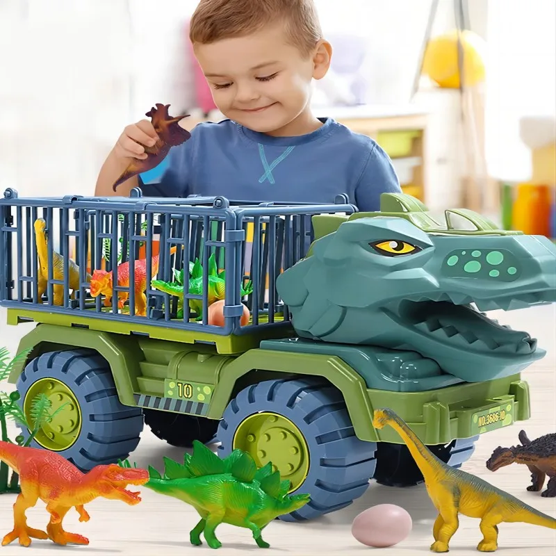 

Boys Car Toys Dinosaur Truck Transport Carrier Vehicle Dino Animal Model Tyrannosaurus Rex Truck Game Children Birthday Gifts