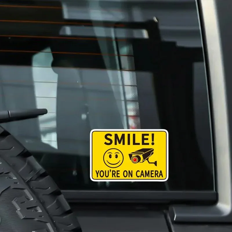 

Автомобильные наклейки Smile You in Front of the Camera - матовый винил, самоклеящиеся предупреждающие наклейки, 15 см, ПВХ, KK