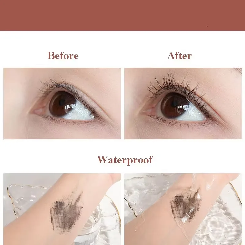 Ultra-fine Mascara Curl Thick Lengthening Eyelash Mascara Waterproof Non-smudge Brown Natural Curling Fine Brush Mascara Makeup