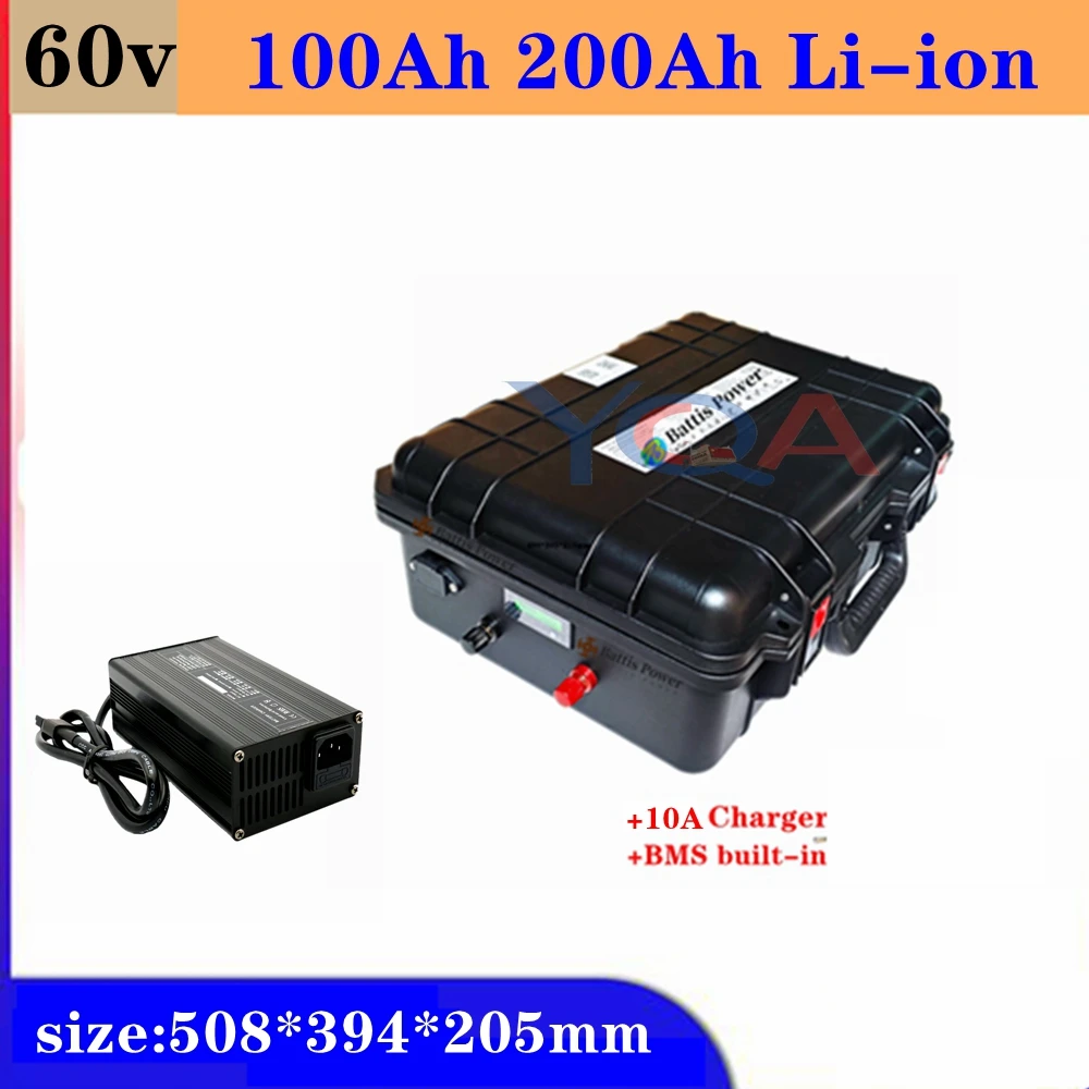 high quality lithium battery 60v 100Ah 200Ah Li-ion battery for scooter Forklift sweeper Sightseeing car AGV +10A charger