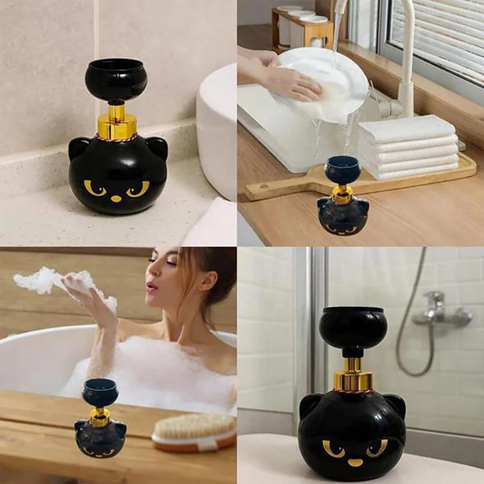 

Cute Cat Paw Foam Soap Dispenser Refillable Hand Sanitizer Press Bottle Creates Paw-Shaped Bubbles for Bathroom Kitchen Office