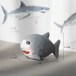 Cute Cartoon Wooden Whale DeskTop Figurine Ornament Basswood Carving  Animal Statue Home Decor Gift Ocean Series Event Souvenirs