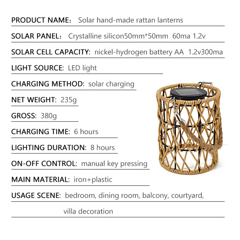 Hollow Out Solar Hanging Light Iron Rattan Woven Solar Light Garden Solar Hanging Lantern Yard Decorative Hanging Light