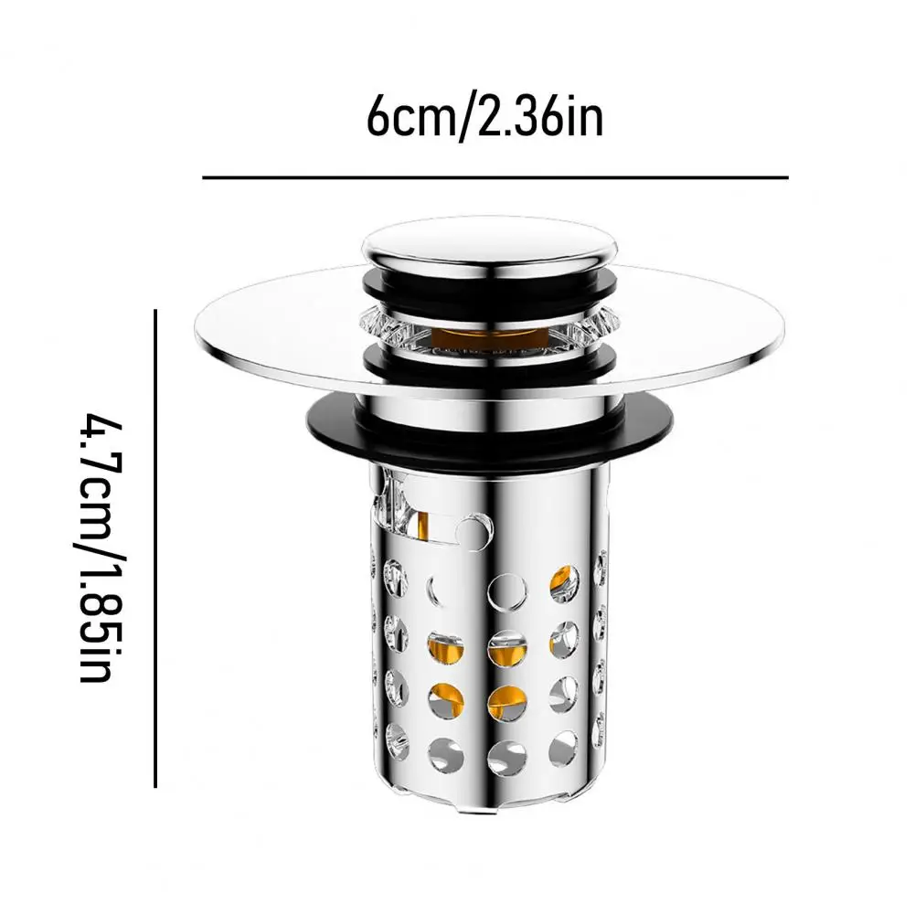 Tool-free Sink Stopper Bathroom Sink Drain Strainer Pop Up Stopper with Detachable Stainless Steel Filter Basket for 1.1-2.36