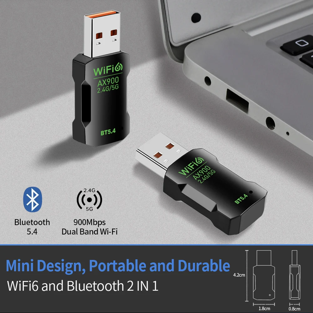 AX900 USB WiFi 6 محول بلوتوث 5.4 بطاقة الشبكة اللاسلكية 2.4G & 5 جيجا هرتز واي فاي هوائي استقبال الإشارات للكمبيوتر/الكمبيوتر المحمول ويندوز 10/11