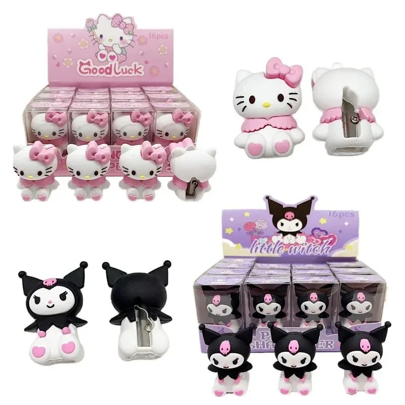 

16 шт. точилка для карандашей Sanrio Hello Kitty My Melody Kuromi Cinnamoroll, студенческая точилка, канцелярские принадлежности, школьные принадлежности