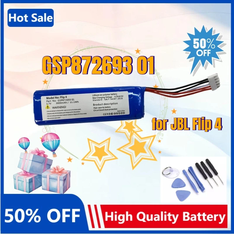 

Replacement Wireless Speaker Battery GSP872693 01 for JBL Flip 4 /Flip 4 Special Edition Batteries Rechargeable Bateria 3000mAh