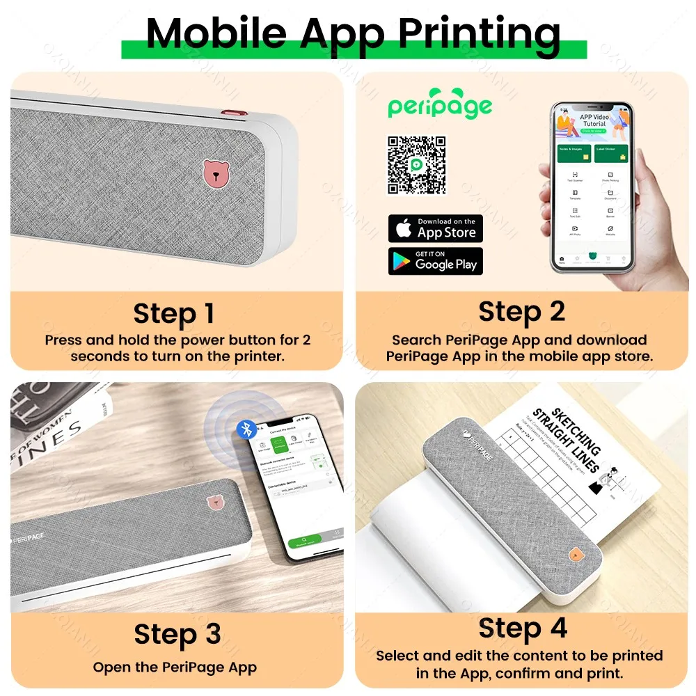 Peripage A40 P81 Inkless Portable A4 Thermal Printer Wireless Bluetooth USB Printing Text PDF Document Photos A4 Machine Maker