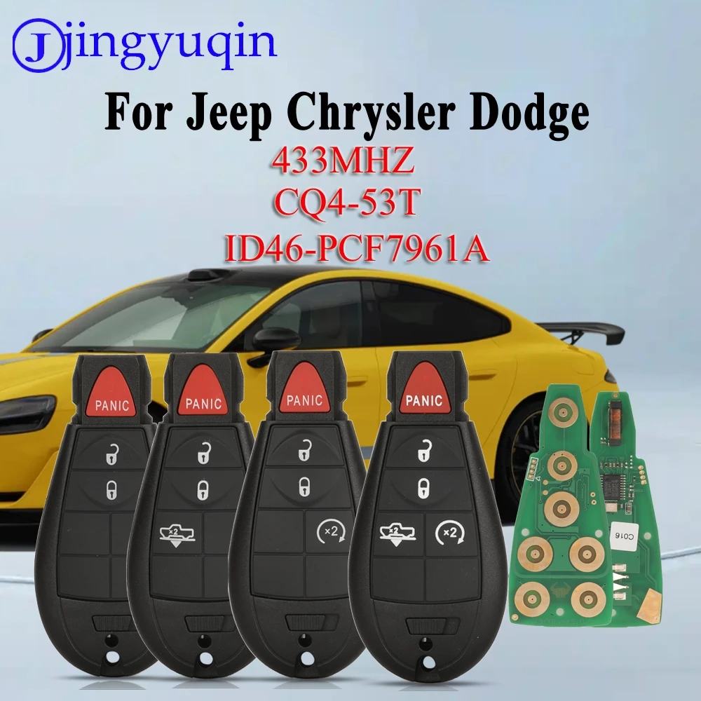 

Jingyuqin Fccid: GQ4-53T умный дистанционный автомобильный брелок 433 МГц ID46-PCF7961A чип для Dodge RAM Jeep Chrysler 2013-2018 без качества логотипа