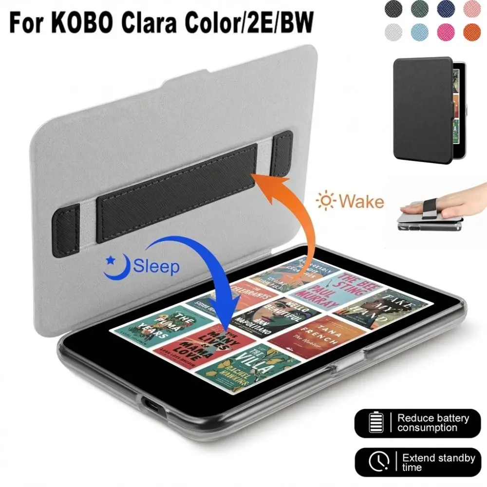 Auto Wake/Sleep Case Magnetic Snap-on e-Reader Cover Acrylic Shockproof Protective Shell for KOBO Clara Color/2E/BW 6 inch
