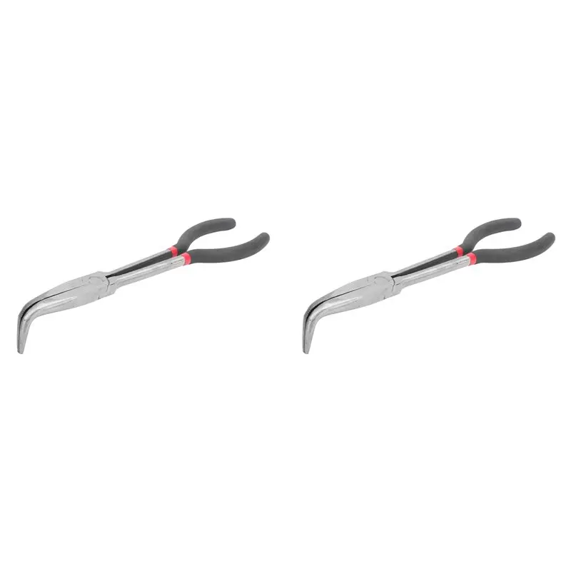 [Superx&KND]2X Needle Pliers 11 Inch 90 Degree Curved Nose Pliers Steel High Temperature Hardened Pliers Hand Tool