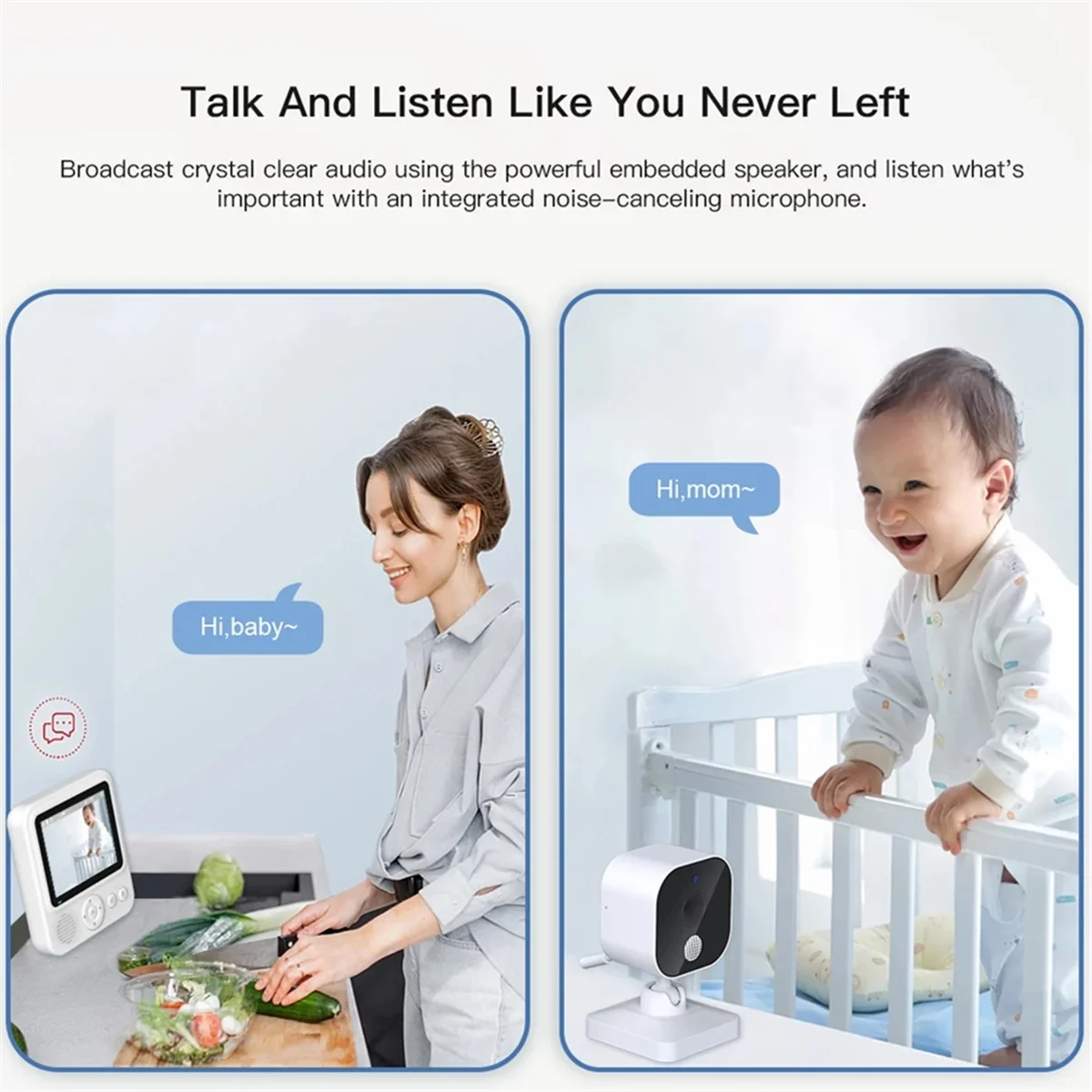 RIRI 2.8inch LCD Video Baby Monitor 2.4G Wireless Security Baby Camera 2-Way Talk Night Vision Temperature Baby Cry Alarm