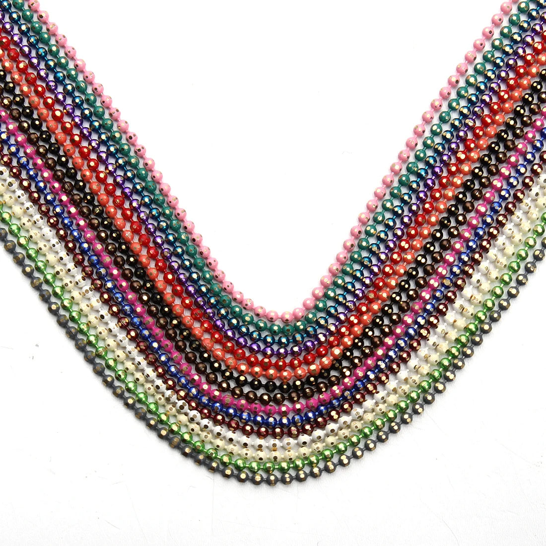10yards/lot  Width 1.5mm Colorful Copper Ball Bead Chain Bulk Necklace Bracelet Women Link & Key Chain Diy Jewelry Accessories