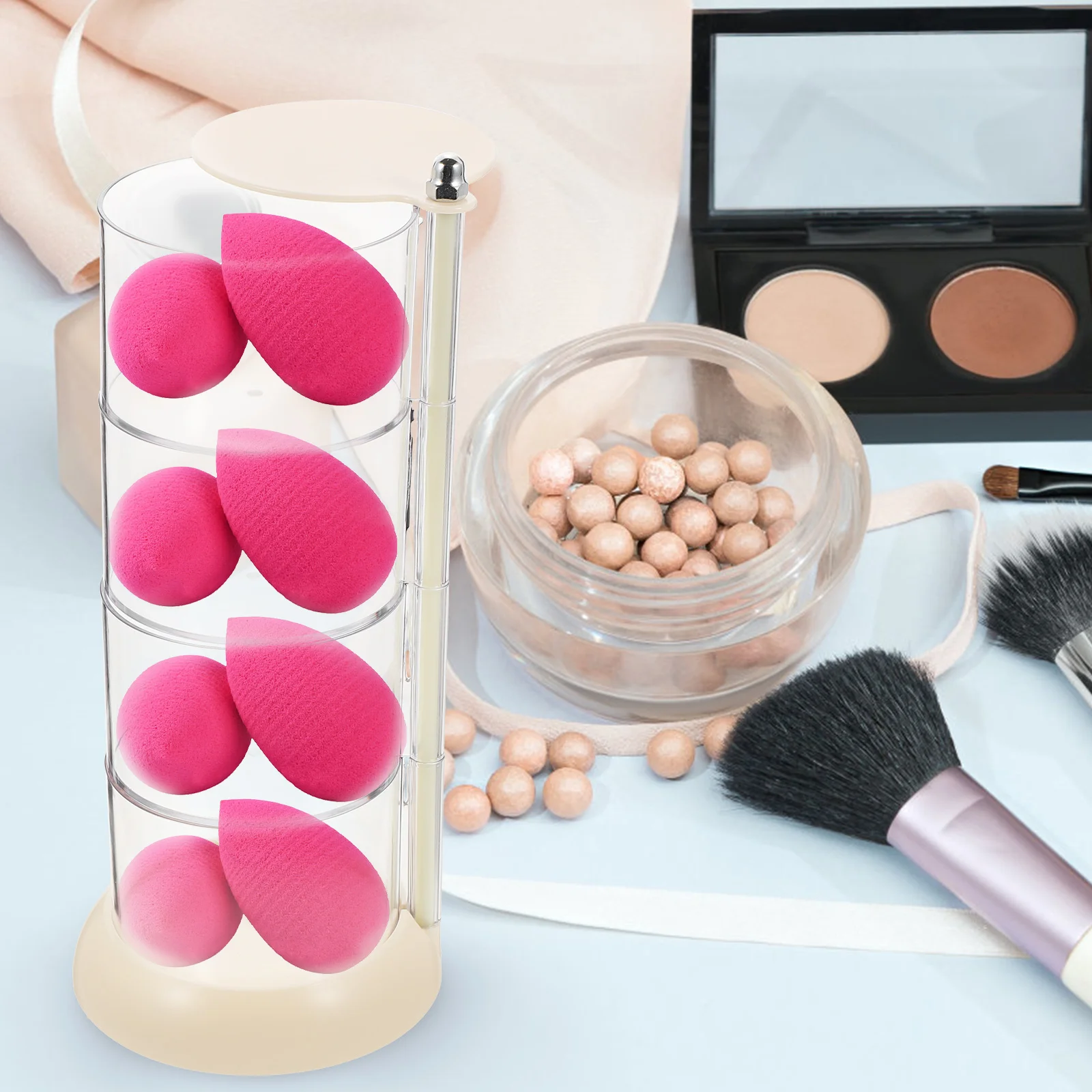 

Portable Makeup Sponge Holder Rotatable Beauty Egg Organizer For Travel Household Desktop Storage Box Durable Practical