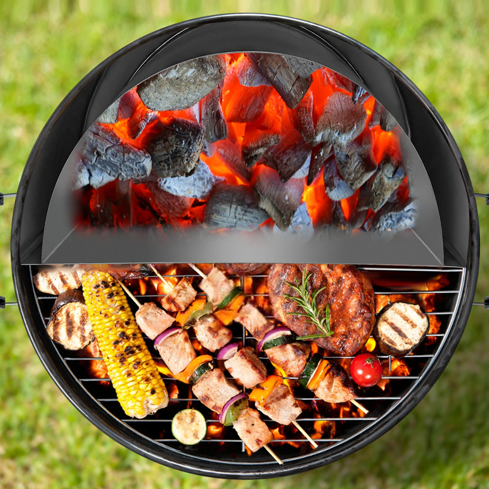 

For Bottom Length 38cm/15in Charcoal Basket Grills BBQ Semicircular Stainless Steel