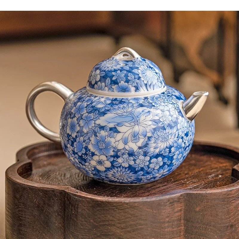 Vintage Blue and White Porcelain Ceramic Teapot Kung Fu Tea Set Afternoon Single Pot Maker Household Products