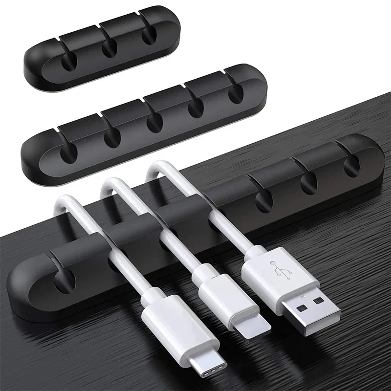 Silicone Clips Winder Tidy 3 5 7 Hole Cables Winder Flexible Wire Management Clips For Office Mouse Keyboard Earphone USB Cable