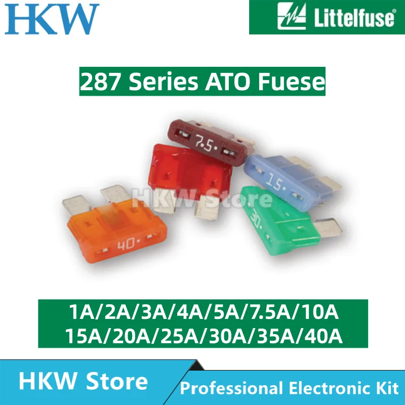 10-100PCS Littelfuse 287 Medium Blade Fuse 32Vdc ATC Fuse ATOF 1A 2A 3A 4A 5A 7.5A 10A 15A 20A 25A 30A 35A 40A New and Original