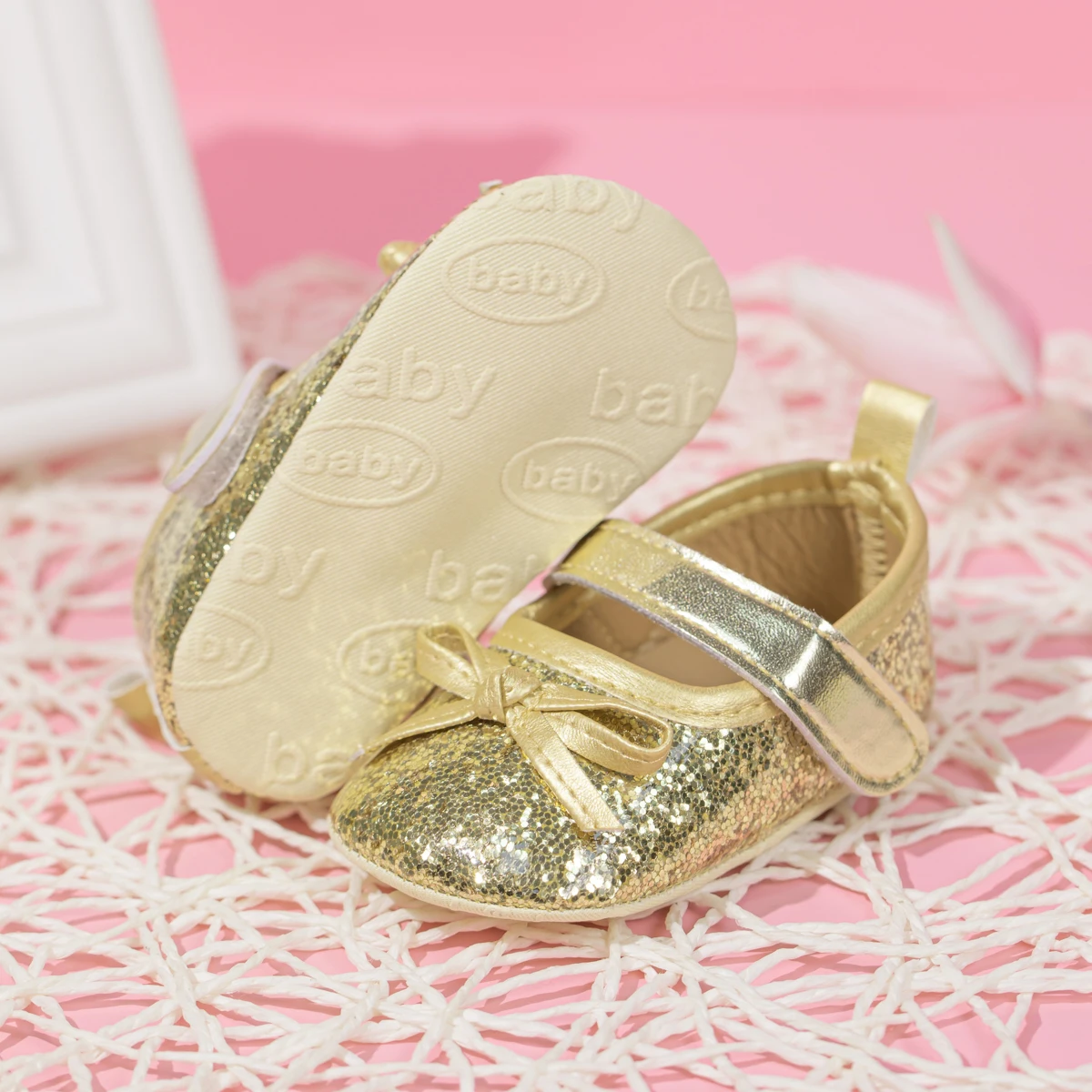 New Baby Shoes Baby Girl Shoes Bling Princess Gold toddler Shoes Anti-slip Flat Rubber Sole Newborns First Walkers Infant Shoes