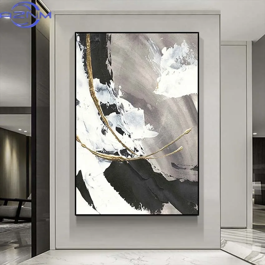 AZNM Nuevo Mural Decorativo de Arte Abstracto, Lienzo 100% Hecho a Mano, Pintura al Óleo Personalizable, Cuadro para Colgar en Sala de Estar, Hotel, Restaurante