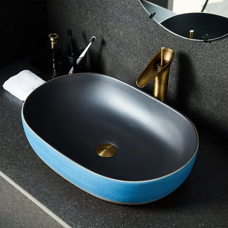 

China Artistic Painting Handmade Ceramic washing basin Bathroom wash basin Sink Counter top handmade vessel sinks