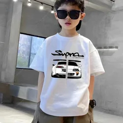 T-shirty z motywem D driftu japońskie Anime AE86 z nadrukiem dziewczęce ubrania z okrągłym dekoltem i dekoltem dla dzieci 100% bawełniane bluzki