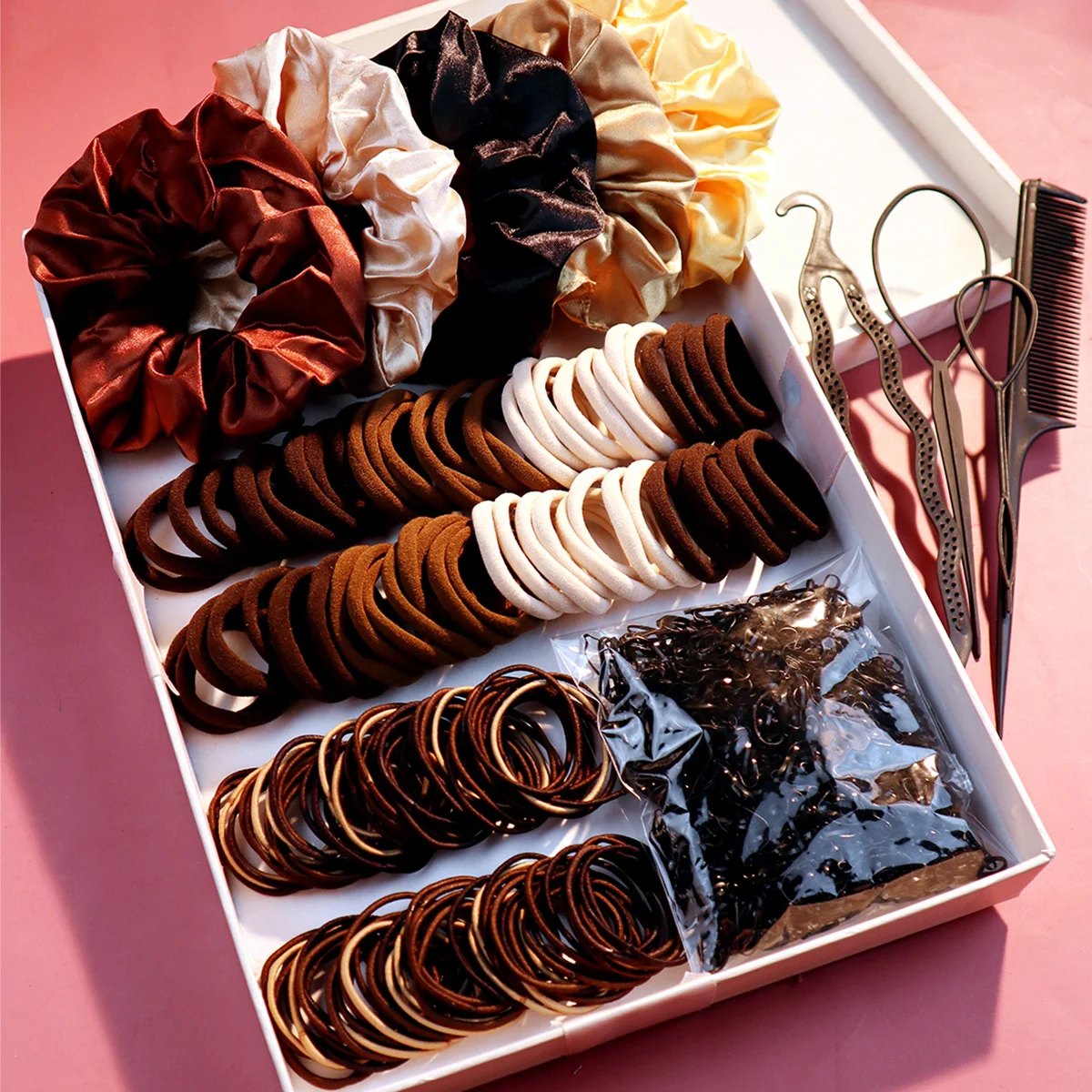 Women's Large Intestine Hair Ring, Hair Accessory Tool, Hair Braiding Device, Corrugated Hair Ring, Hair Accessory Set.