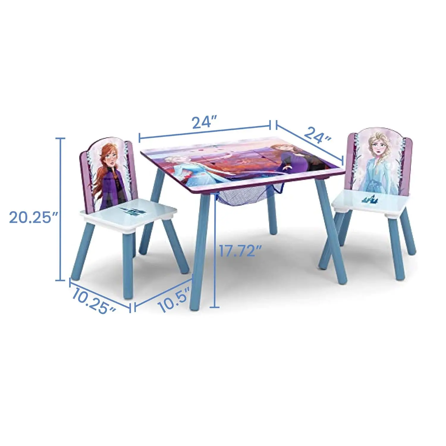 Ensemble de table et chaise pour enfants avec rangement, 2 chaises l'intensité, design plus, bac PR6, rangement de jouets, idéal pour les arts et la crème