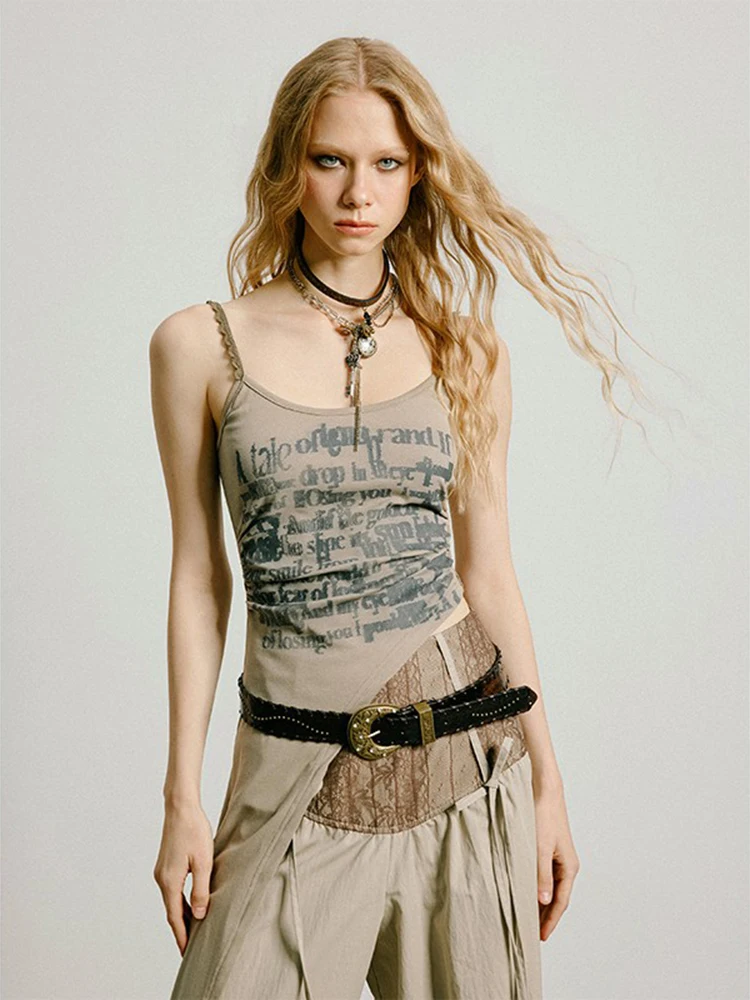 

Женский топ-майка Unruly Sweet Spicy в американском ретро-стиле с буквенным принтом, уникальный дизайн, можно носить как нижнее или верхнее белье, сексуальный топ