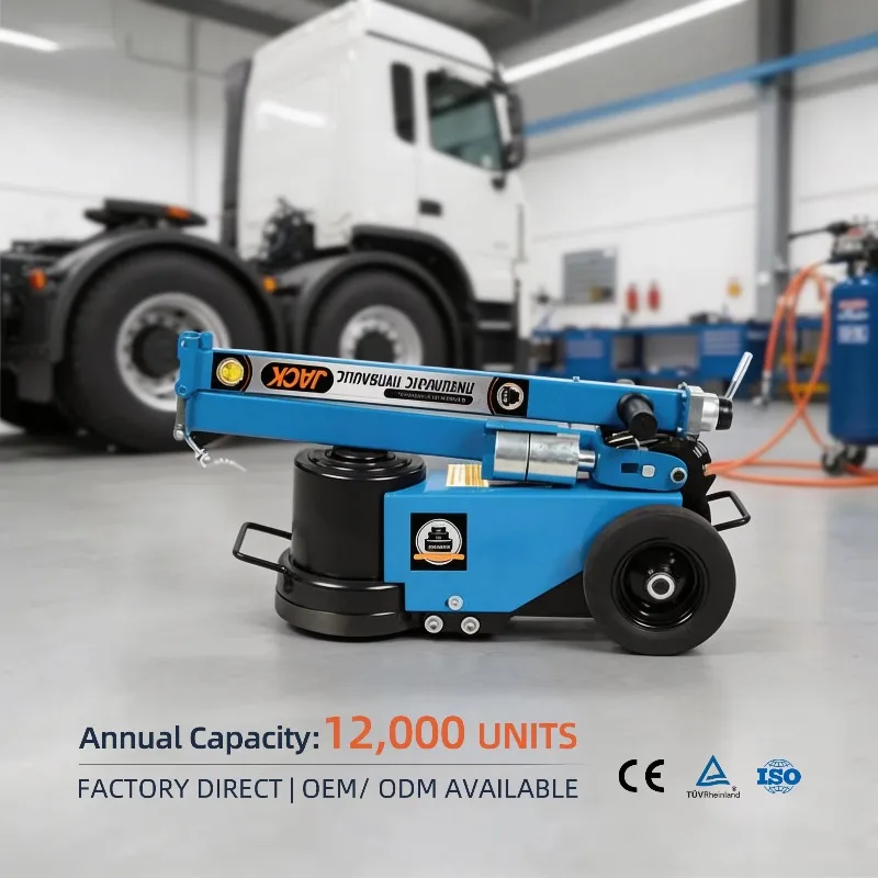 100 Ton Chromed Cylinder Heavy Duty Integral Pneumatic Air Hydraulic Jack Truck CE ISO Certified 380mm Max Height for Europe
