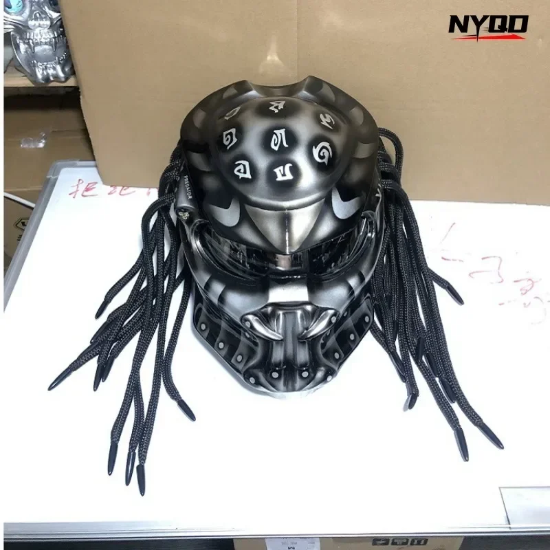 Casco de motocicleta Retro Iron Blood Warrior Predator todoterreno casco de cara completa certificado DOT ECE hombres casco personalizado Moto