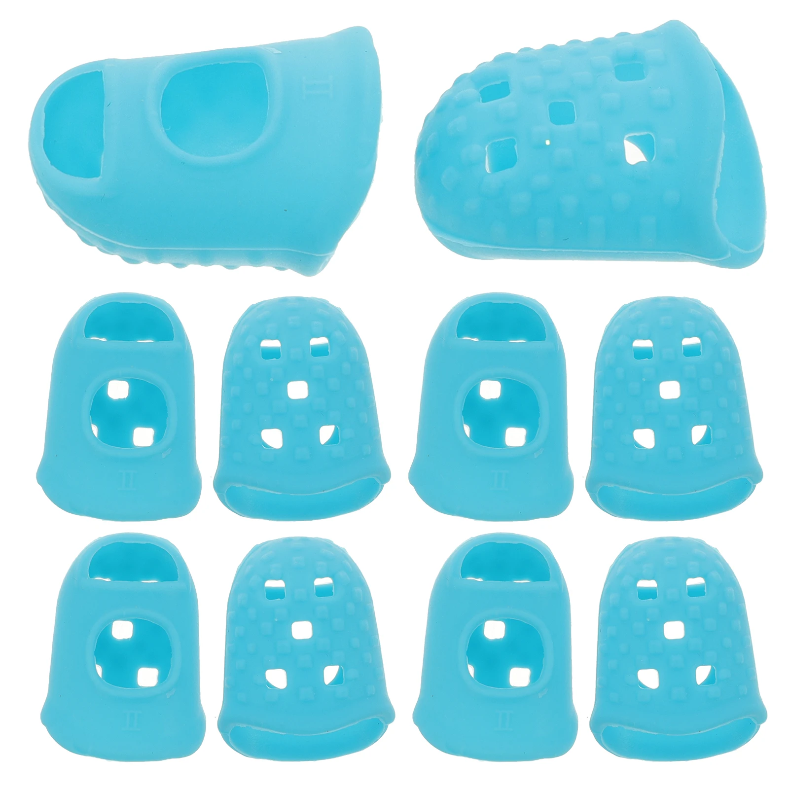 

10pcs Blue Silicone Anti-slip Finger Sleeves Tip Covers for Sewing Handcraft Nail Guards Thumb Protector Embroidery Supplies