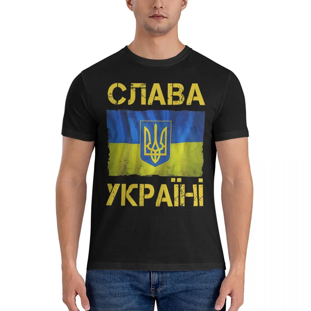 Men Women\'s Slava Ukraini Ukraine Ukrainian Flag T Shirts Pure Cotton Tops Funny Short Sleeve Tee Shirt T-Shirt