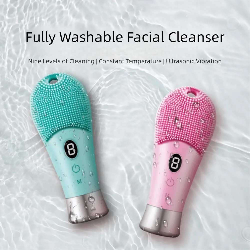 Depurador ultrasónico eléctrico de silicona, depurador sónico de vibración de alta frecuencia de 9 engranajes, recargable, resistente al agua