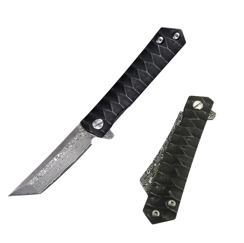 Tanto Knife Folding Tactical Razor Damascus Bearing Hunting Survival Pocket Knives Outdoor Combat Camping EDC Tool