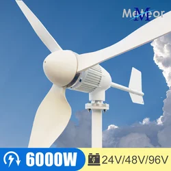 High Power 6KW Horizontal Axis Wind Turbine Generator Free Energy Magnetic Generator 24V 48V 96V Home Appliance Farm Industry